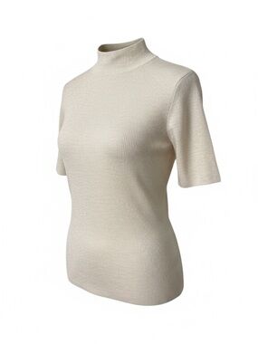 Women's Cream Short Sleeve Mock Neck Tee